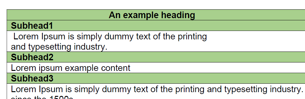 An example of a layout table